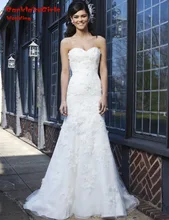 BacklakeGirls Simple Custom Made Tulle Sleeveless Appliques Court Train Plus Size Mermaid Wedding Dresses 2017 For Bride