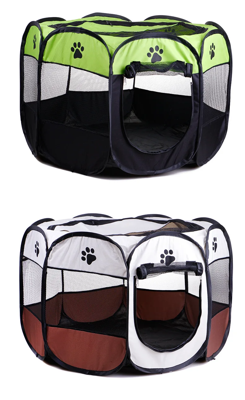 Portable Folding Pet Tent Breathable Dog Cat House Cage Playpen Puppy Kennel Easy Operation Octagonal Fence Outdoor Supplies (8)
