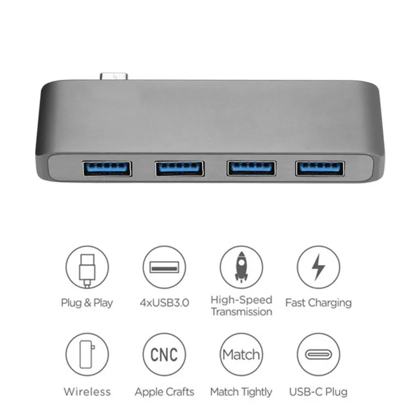 Портативный 4 K Thunderbolt 3 USB C концентратор с концентратором 3,0 TF считыватель SD карт слот PD для MacBook Pro/Air USB 3,1 тип-c концентратор к HDMI адаптер