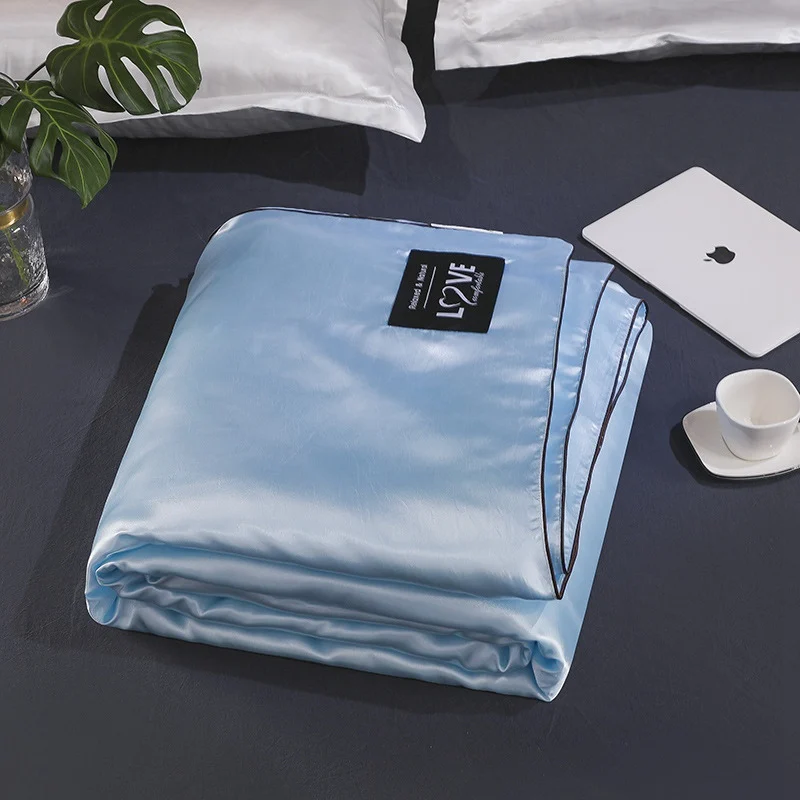 Satin Silk Quilt For Summer 12 Solid Color Bedding Set Bedspread Blanket Comforter Bed Cover King Queen Size new - Цвет: D