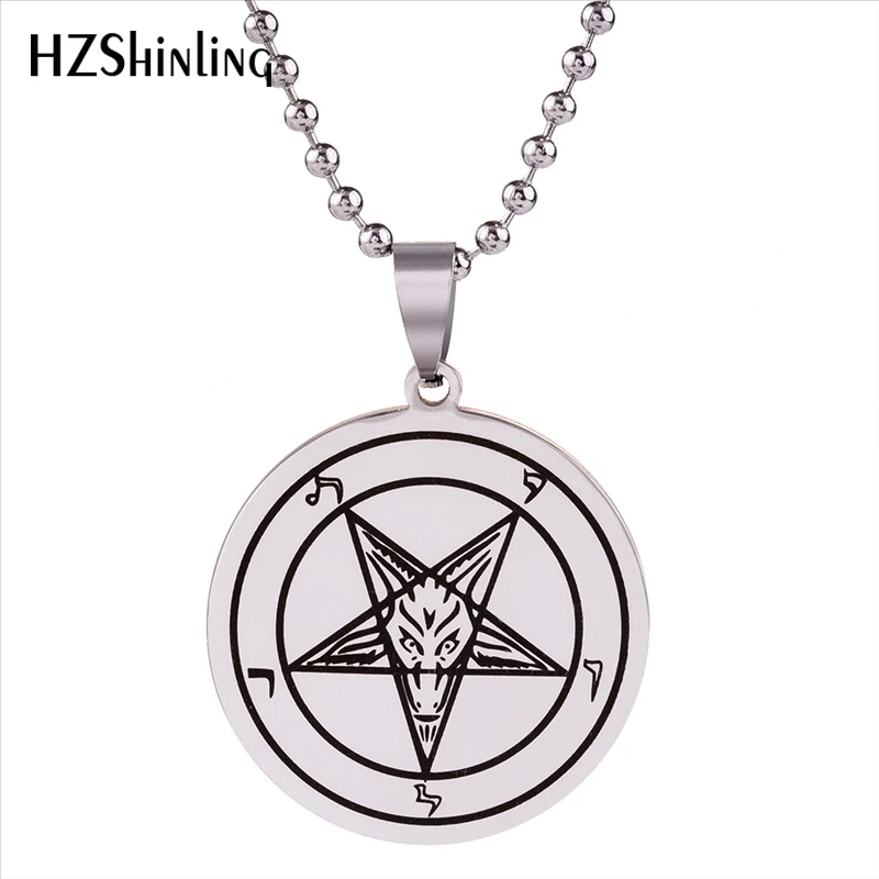 

2018 New Stainless Steel Sigil of Baphomet Pendant Baphomet Pentagram Logo Necklace Lilith Sigil Seal Jewelry Silver Chain HZ7