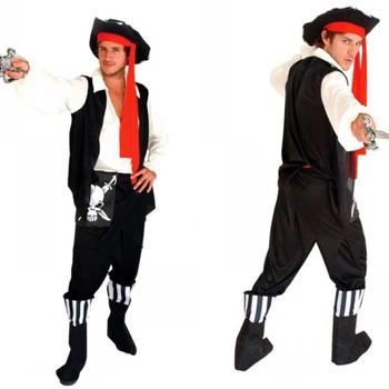 

Adult Men Skull Pirates Jack Sparrow Cosplay Costume Masquerade Pirates Costumes Birthday Man Party Supplies New Year