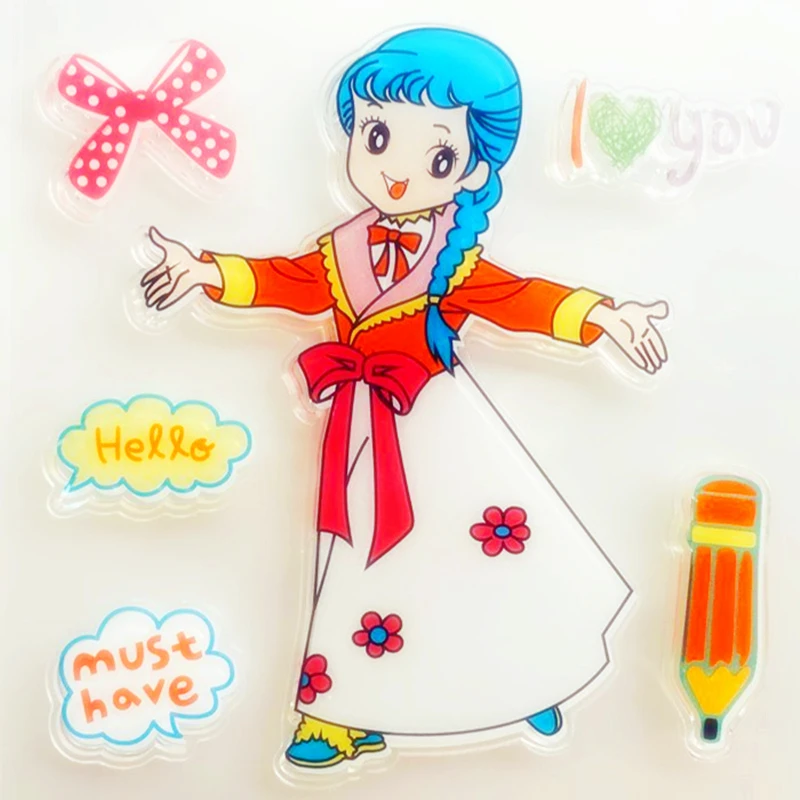 

YLCS435 Girl Silicone Clear Stamps For Scrapbooking DIY Photo Album Cards Decoration Craft Transparent Stamp Clear Stamp New