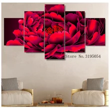 Алмазная вышивка 5D алмазная картина на заказ фото, Алмазная мозаика, наборы для вышивки крестом, 5 панелей красный пион узор, домашний декор