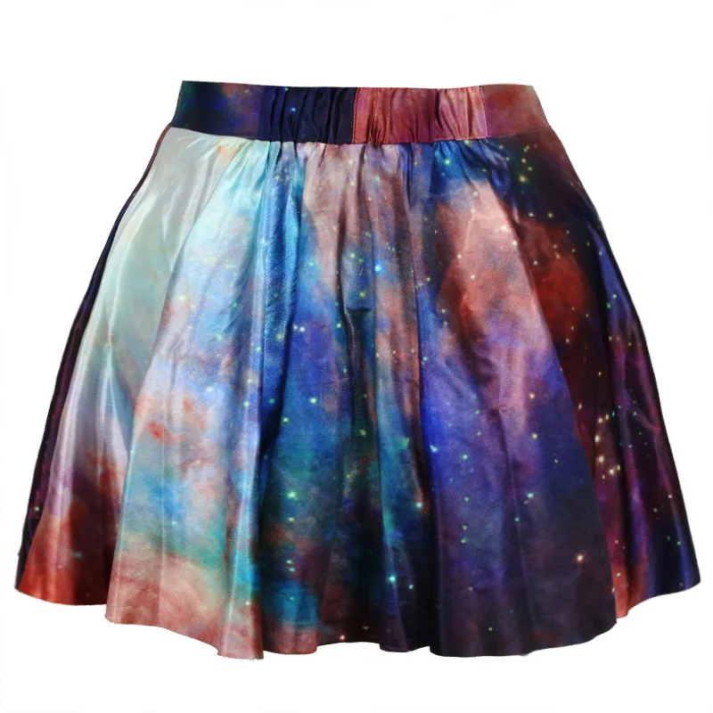 Новая мода 3D галактика юбка мини летняя юбка Faldas Галактика Женская юбка повседневные плиссированные юбки
