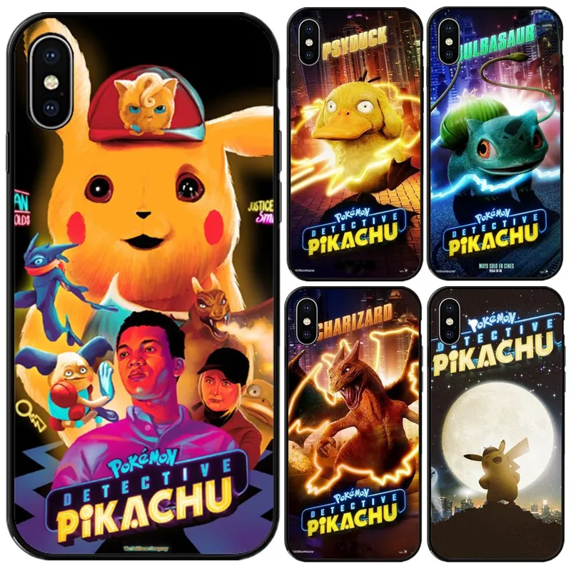 

2019 Newest Pokemon Detective Pikachu Case For iPhone X XS MAX XR 5 5S SE 6 6SPlus 7 8Plus7 8 Soft TPU Phone Case Cover