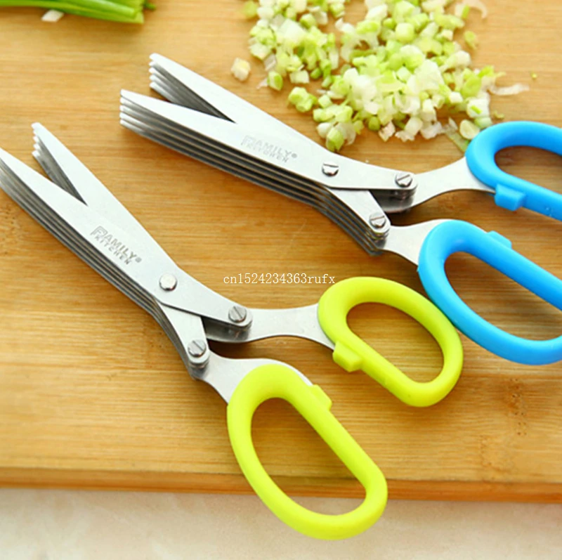 

Multi-functional 5 Layers Useful Kitchen Knives Shredded Scallion Spices Scissors Cut Herb Scissors Cut Paper Stainless Steel