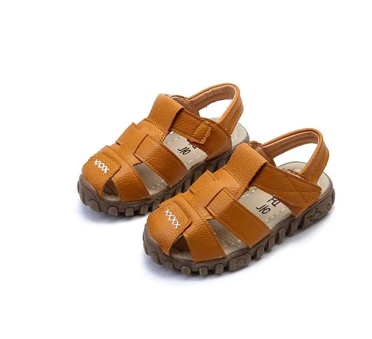 

21-36 kids beach shoes 2019 soft leather in summer the new children sandals boys sport shoes baby hollow casual shoes 1-12 years