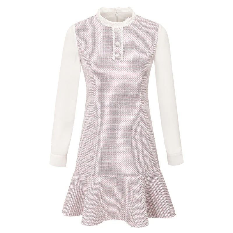 

Winter Women Stand Collar Woolen Fishtail Skirt Warm Padded Dress Merternity Dresses Pregnant Long Sleeve Clothes