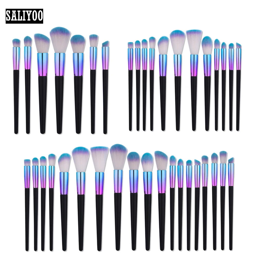 

2019 New Maquiagem Purple Makeup Brushes Set Powder Foundation Eyeshadow Eyeliner Lip Contour Concealer Smudge Brushes Tool