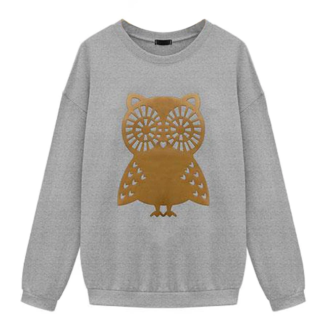 Spring Autumn Casual Cute Owl Animal Print Beading Hoodies Sweatshirt