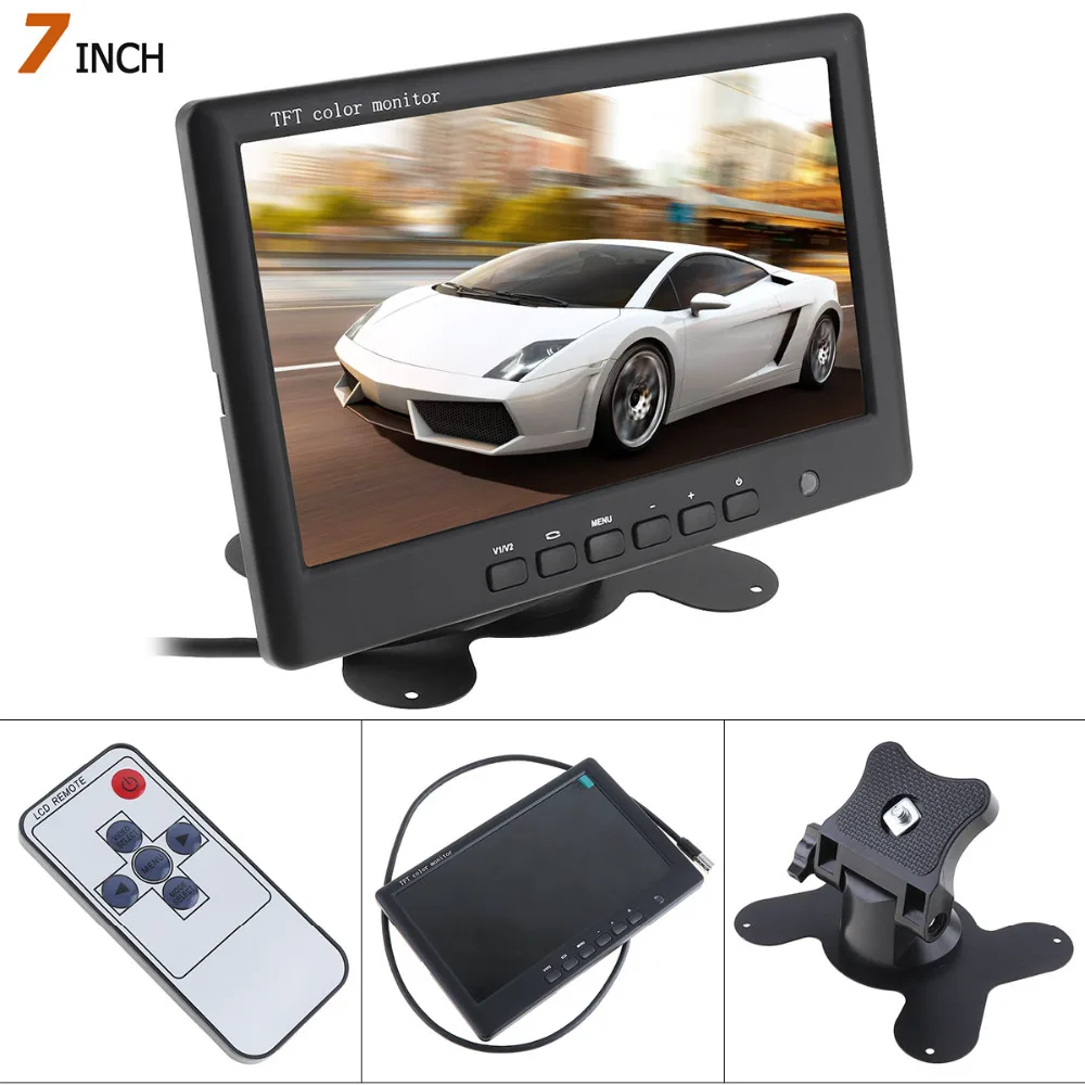 

HD 800 x 480 Super Thin 7 Inch Car Monitor TFT Car LCD Monitor Color LCD 2 Channels Video Input Car Rear View Monitor
