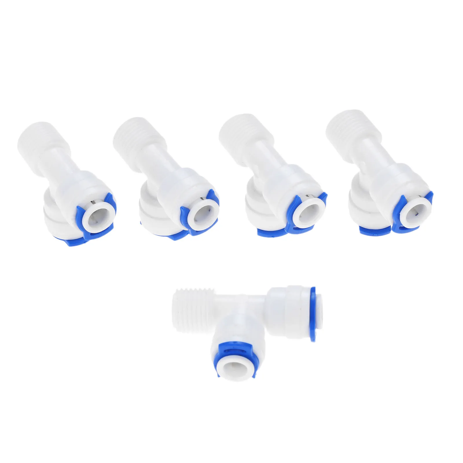 5Pcs Water Filter Quick Fittings 3 Way 1/4" OD Hose Connection 3/8" BSP Male Thread Plastic Pipe Coupling Reverse Osmosis System