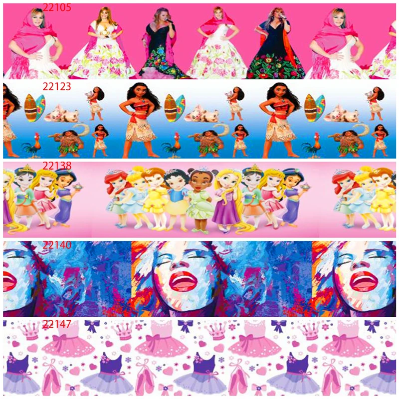 

25 38 50 75mm width princess girl Printed polyester Grosgrain Ribbon Satin Ribbon Cartoon Ribbons GG10