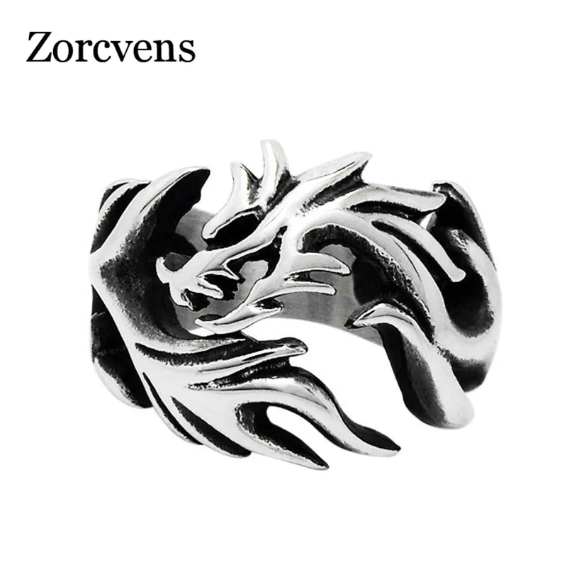 Мужское кольцо в стиле панк ZORCVENS из нержавеющей стали с когтями дракона высокое