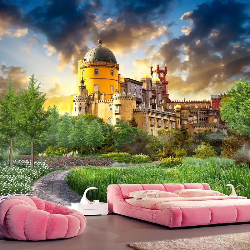 Beste Custom 3D Behang Voor Muren Kasteel Tuin Landschap Muurschildering Foto Behang Voor Woonkamer Slaapkamer Achtergrond Home Decor