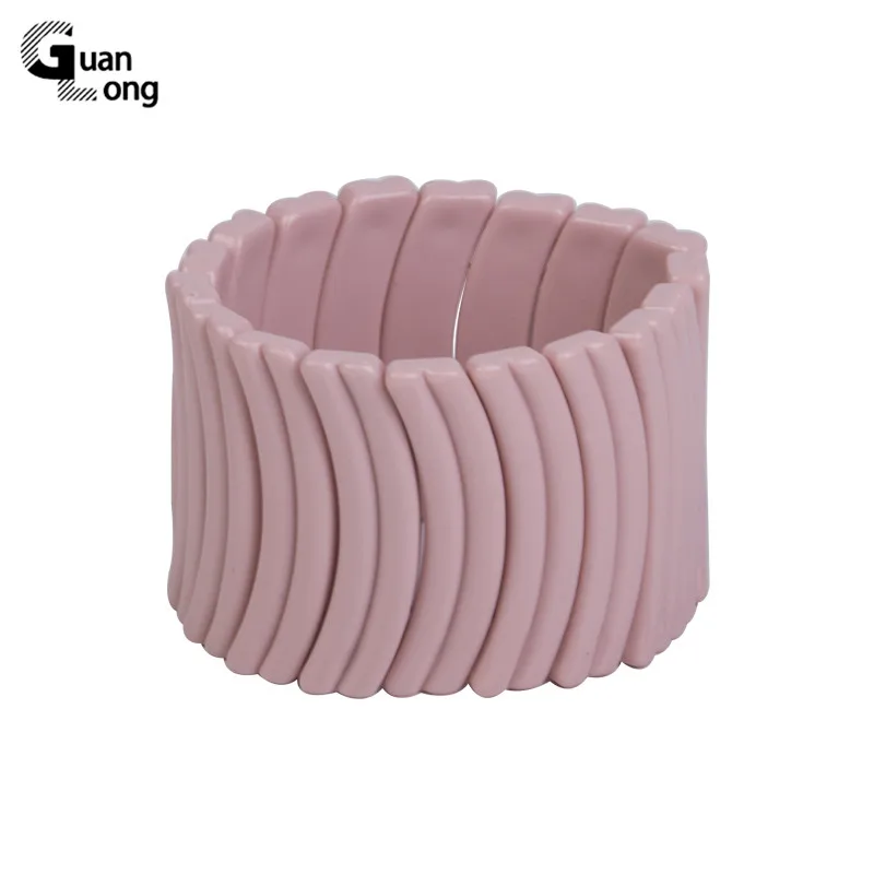 

GuanLong Classic Resin Cuff Wide Charm Bracelet Bangles Adjustable for Women Fashion Jewelry Stretch Acrylic Link Bracelets Girl