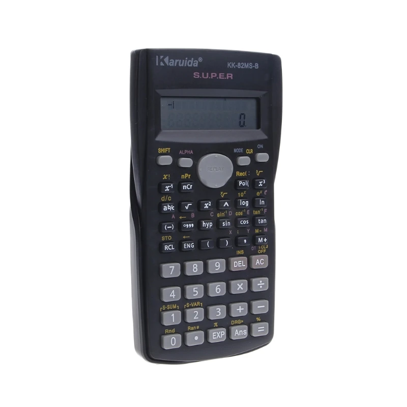 آلة حاسبة علمية 82MS-A المحمولة متعددة الوظائف العرض الرقمية LCD 2-خط