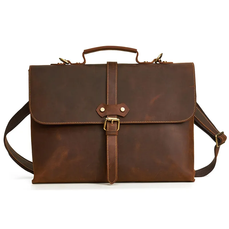 Taschen Büro Echtem Vintage Brown Aktentasche Crazy Männer 14 Horse Portfolio Nesitu Aus M6358 Brown A4 Braun Messenger dark Leder ''laptop H0xqn61