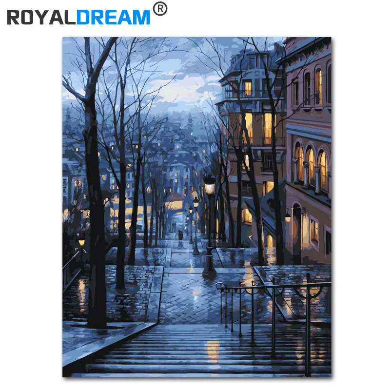 

ROYALDREAM City Landscape DIY Painting By Numbers Acrylic Paint By Numbers HandPainted Oil Painting On Canvas For Living Room