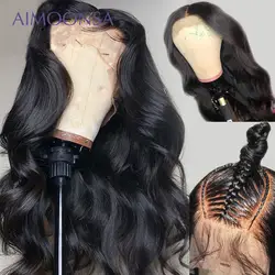 250 густой парик с подкладкой предварительно сорвал полный кружева человеческих волос парики бразильские волнистые натуральные волосы