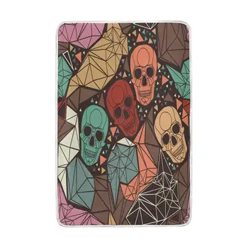 

Halloween Colorful Sugar Skull Blanket Soft Warm Cozy Bed Couch Lightweight Polyester Microfiber Blanket