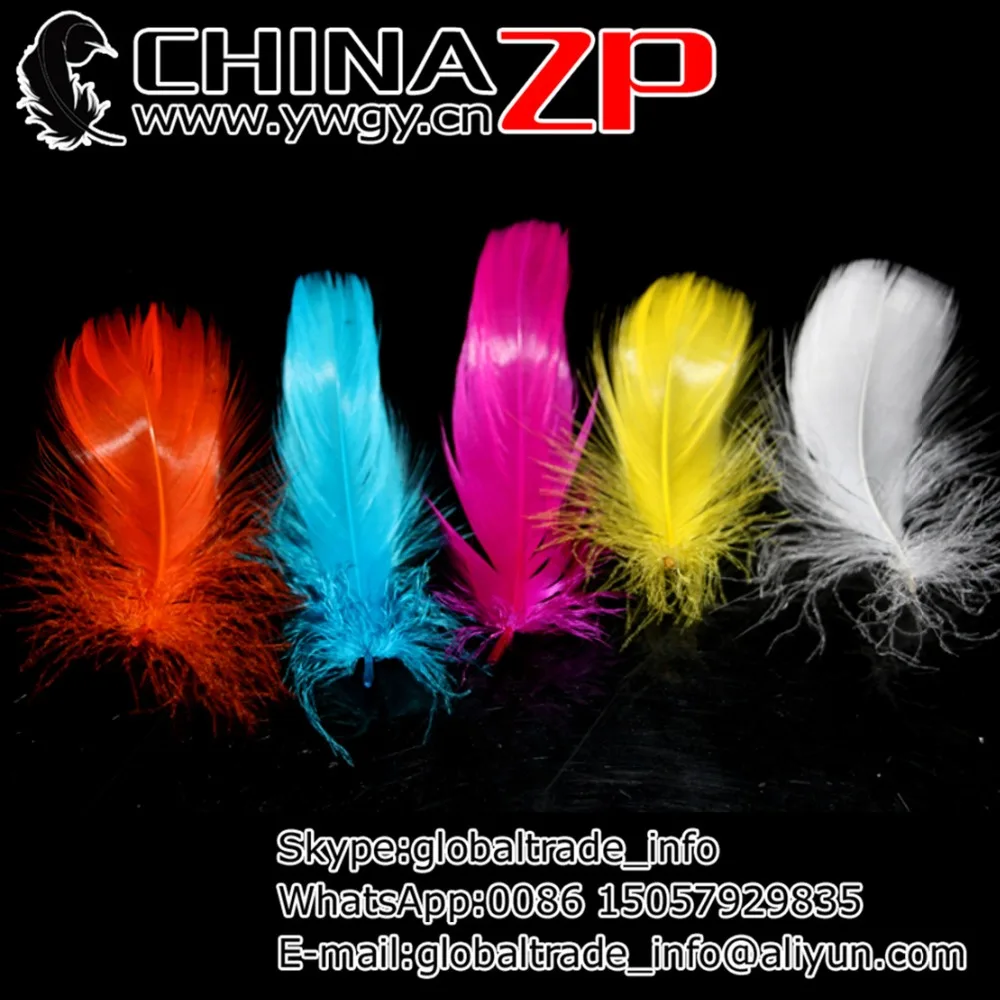 

CHINAZP Factory Wholesale Price 500pieces/lot Top Quality Dyed Mix Colors Goose Coquille Loose Feathers