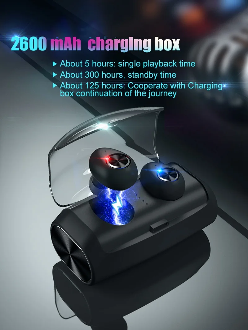 Mini Wireless Headphones Bluetooth Headset Noise Cancelling Earbuds TWS Stereo Earphone With Mic Charging box Bass Headphones