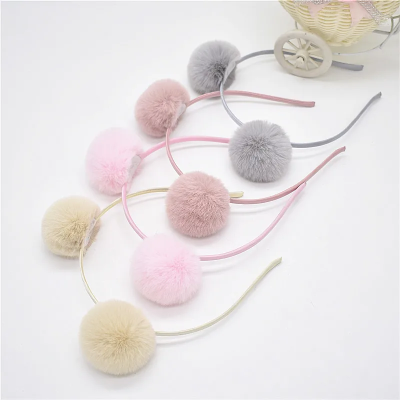 Kids Pom pom ball Hair hoop Hairband Accessories Girls Cat ears Pompons