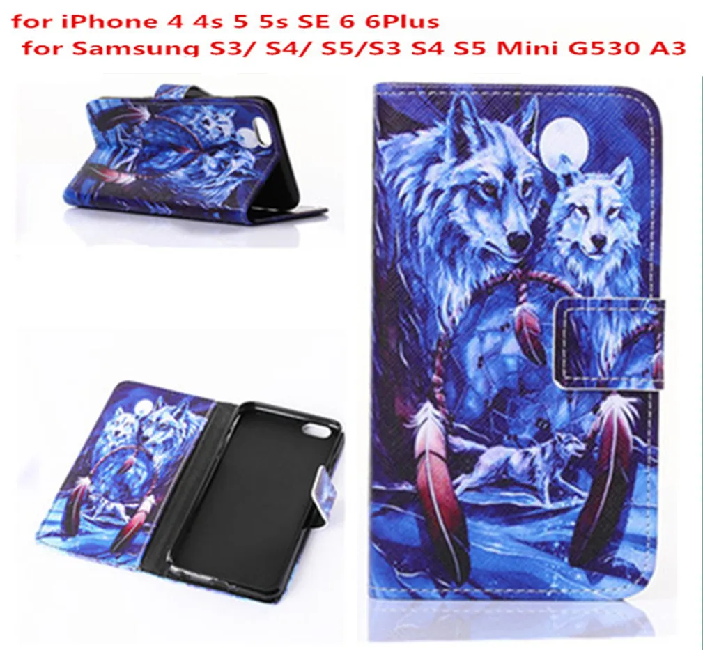 

Winter Wolf Wolves Man's Style Flip Leather Case Cover For iphone 4 4s 5 5s SE 6 6plus for Samsung S3 S4 S5 mini G530 A3 A300