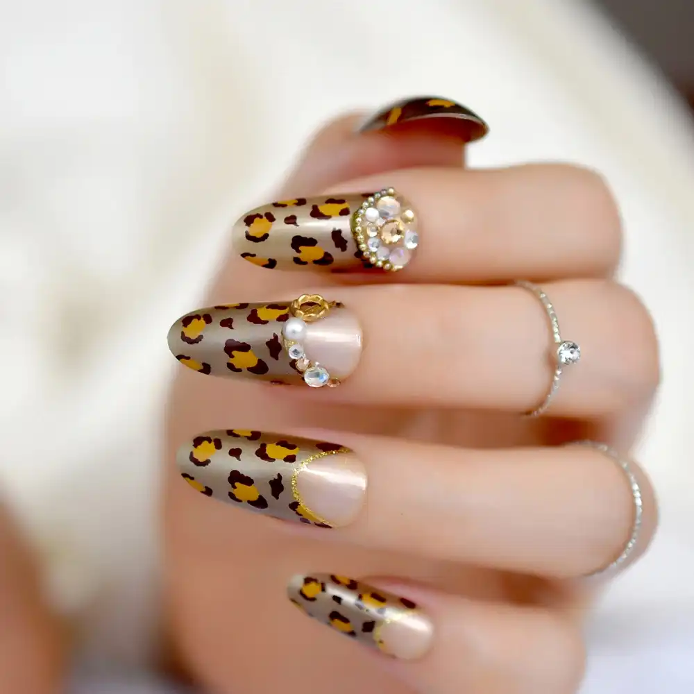 Detail Feedback Questions About Long Oval Acrylic Nails Rhinestones