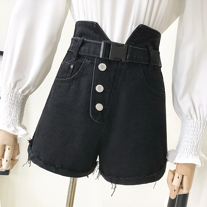 Джинсовые шорты женские лето 2019 новый корейский черный супер-короткие джинсы Высокая талия тонкий досуг ковбойские шорты девушки горячие