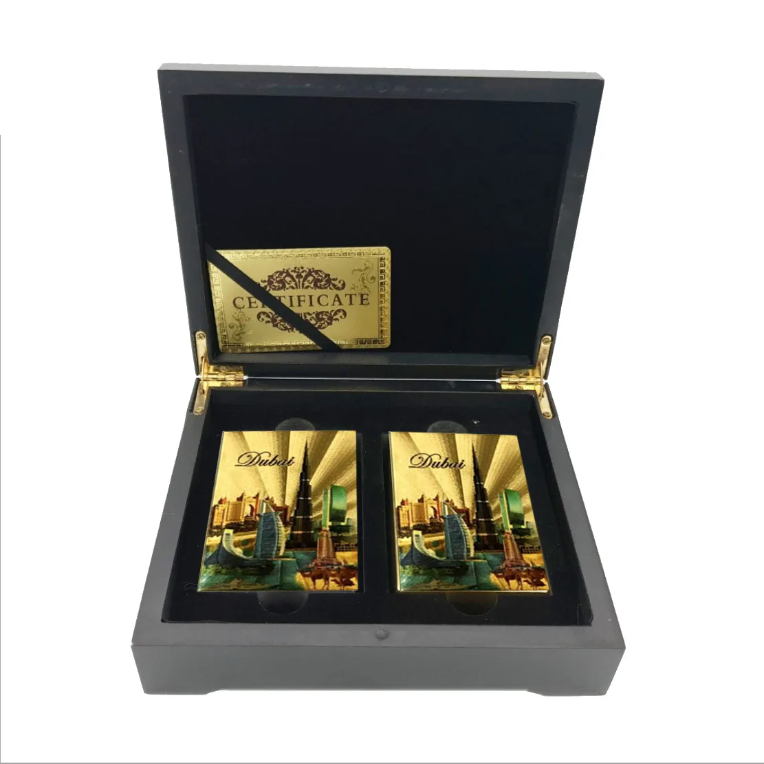 

Luxury Souvenir Gifts Dubai Colorful 24k Gold Foil Double Gold Playing Card Recuerdos De Boda Para Invitados