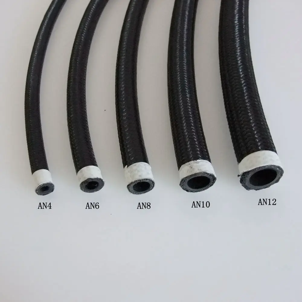 Universal AN4 AN12 Oil Fuel Hose Nylon Braided Black Hose Line Pipe
