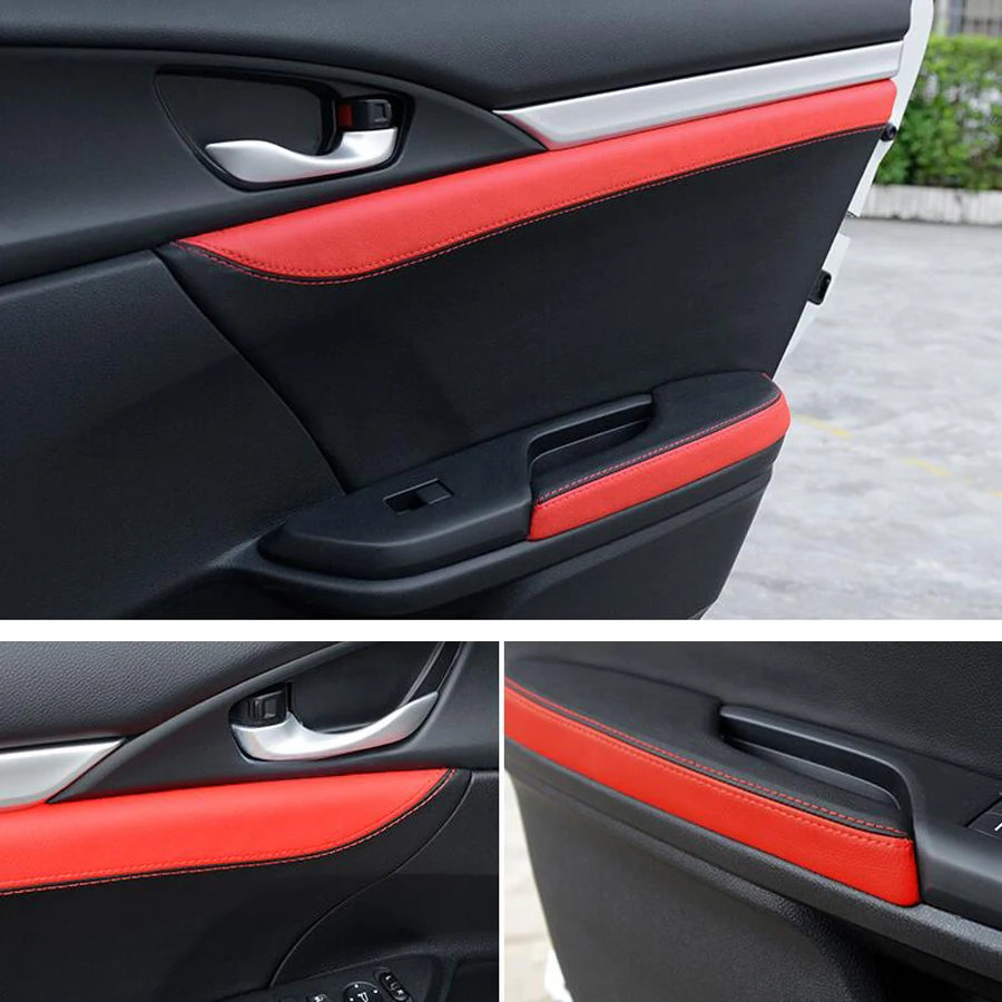 

For Honda Civic 10th 16 17 PU Car Door Armrest Panel Protective Anti-scratch Cover Shell Surface Styling Stickers Accessories