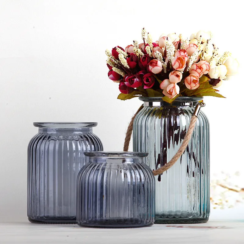 MagiDeal Nordic Cement Glass Flower Vase Floral Vases for Bedroom Living Room 3pcs 