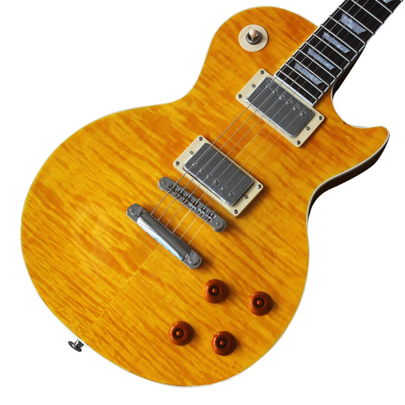 

Electric Guitar lp custom Guitar Jazz Professional Mahogany Guitar Electric Yellow Solid Color 6 strings AGT47