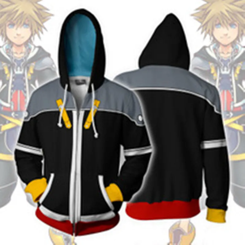 Fans Wear Mens 3D Sweatshirt Kingdom Hearts Hoodies Sora Wisdom Form Zip Up Hoodie