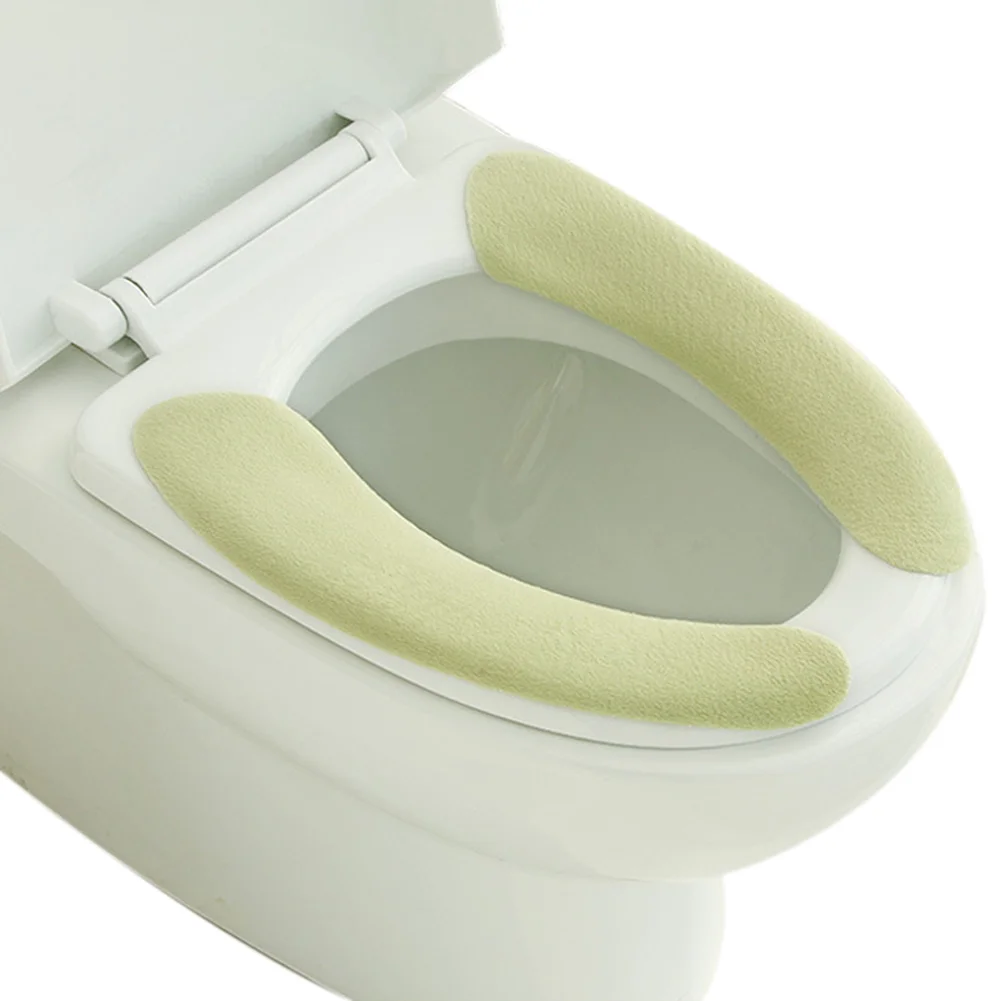 1 пара чехлы для сидений унитаза Подушка наклейки пушистые теплые мягкие Моющиеся Многоразовые TB распродажа - Цвет: Зеленый