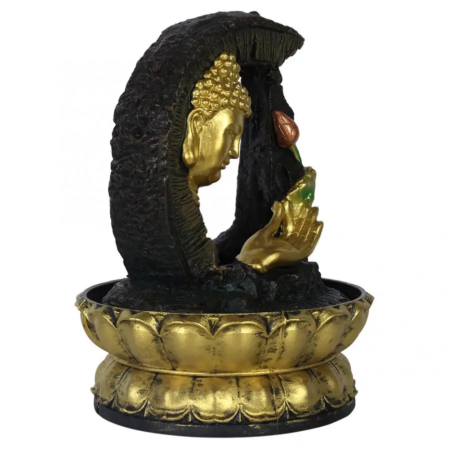 

Aquarium Artificial Waterscape Fish Decoration Mini Desktop Fountain Golden Buddha Statue Home Office Desktop Decoration