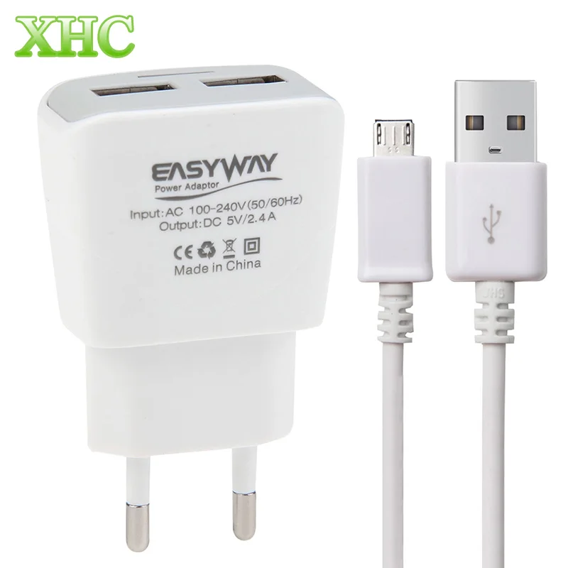 

2-Ports 5V 2.4A Universal Phone Battery Charger USB Quick Charger Micro USB Data Charging Cable for Smartphones fast charging
