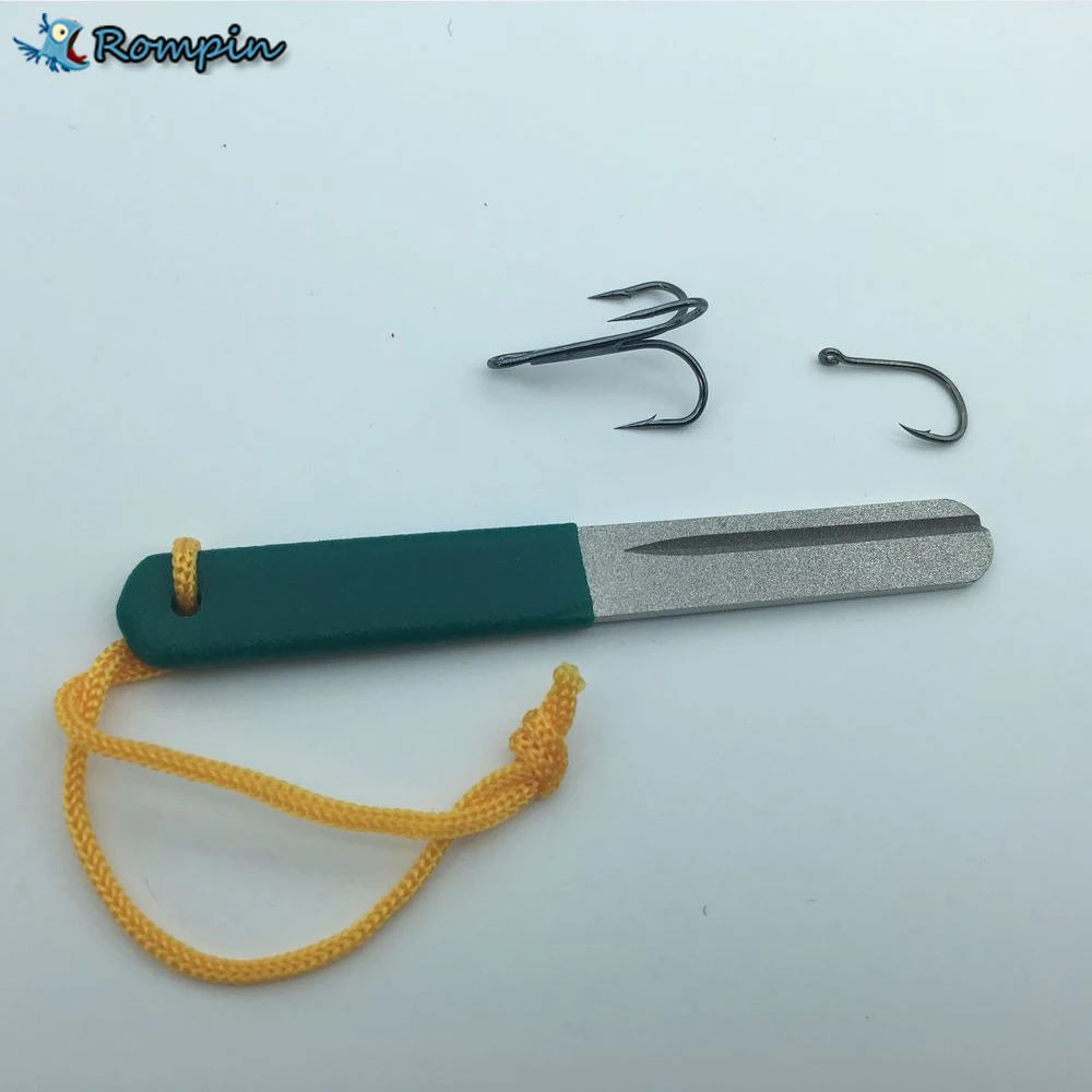Rompin الماس الصيد هوك شحذ ل خطاف ثلاثي Fishook شحذ صندوق معالجة الصيد مبراة التبعي أداة