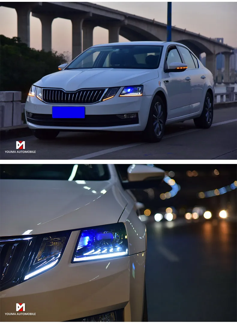 Автомобильный Стайлинг для Skoda Octavia фары Octavia Все светодиодный фары светодиодный DRL Объектив дальнего ближнего света парковка