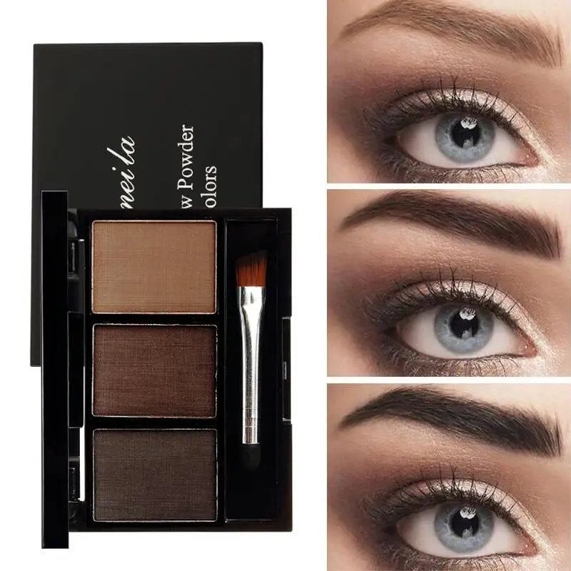 

Professional Waterproof Makeup Eye Shadow 3 Color Eyebrow Powder Palette Cosmetic Brand Eye Brow Enhancer With Brush Mirror Box