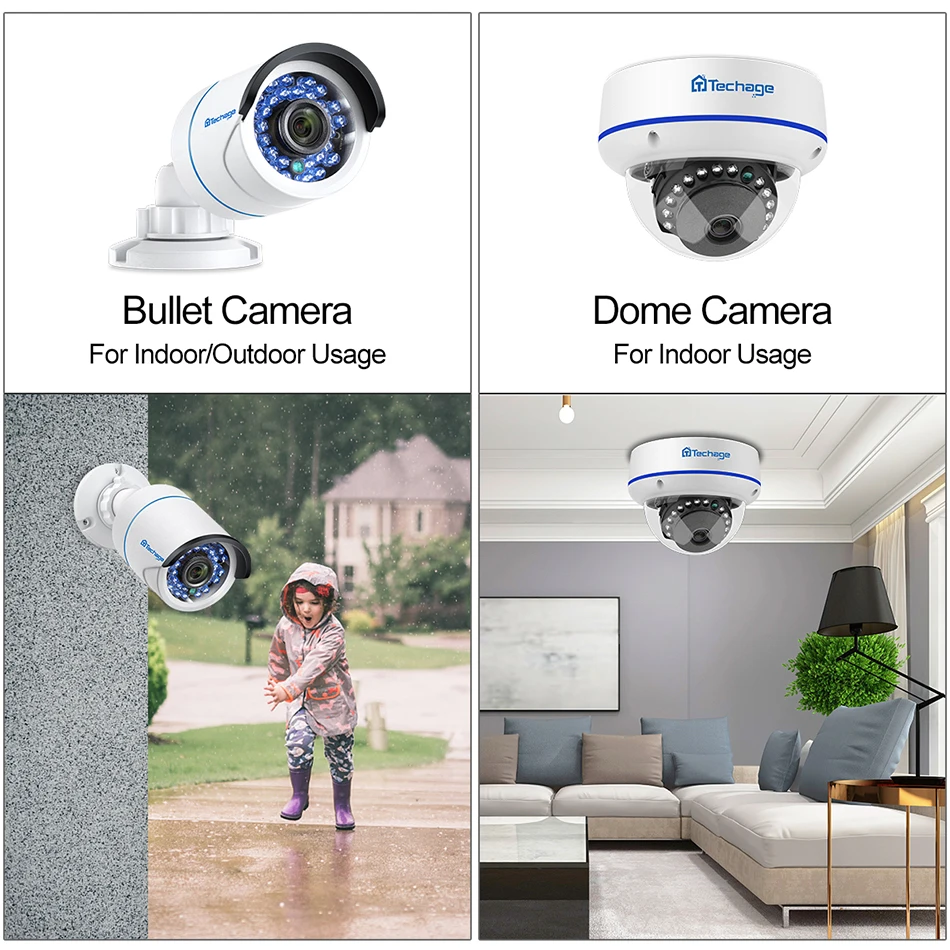  Techage 4CH 1080P HDMI POE NVR Kit Security CCTV System 2MP IR-Cut Indoor Outdoor CCTV Dome IP Came - 32809544479