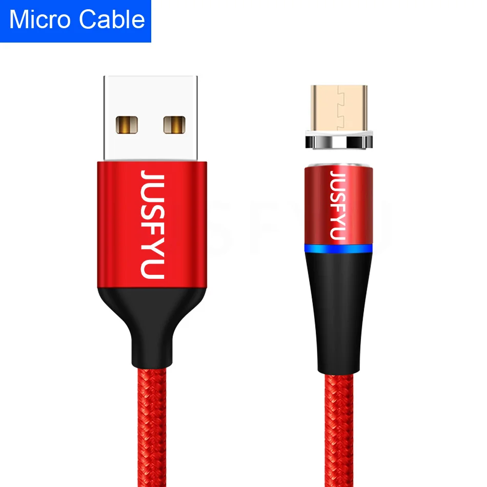 Магнитный кабель для мобильного телефона 3 А, зарядное устройство 2 м, кабель Micro USB type-C, разъем для iPhone x, samsung, S8, S9, Xiaomi, huawei, быстрая зарядка 3,0 - Цвет: Red Micro USB