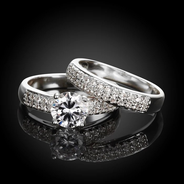 YINHED обручальное кольцо набор колец из твердого 925 пробы серебра 1,5 карат Sona искусственный бриллиант обручальное кольцо для женщин ZR284