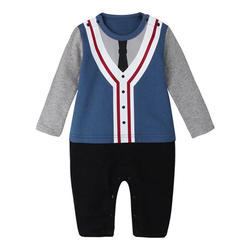 Baby Boy Romper Cotton Bow Tie Gentleman Party Clothing Spring Toddler