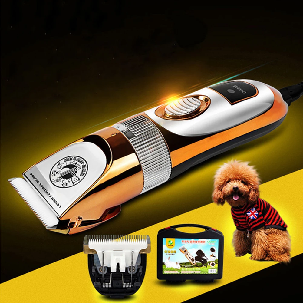 Image Professional 60W AC110 240V Electric Pet Dog Cat Hair Clipper Rabbit Hair Grooming Trimmer Shower  Cleaning Cilpper (Gold)