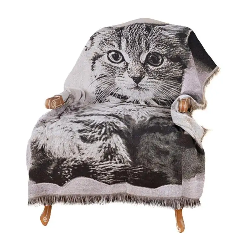 Cute Cat Warm Cotton Blanket Autumn and Winter Blankets Sofa Cover